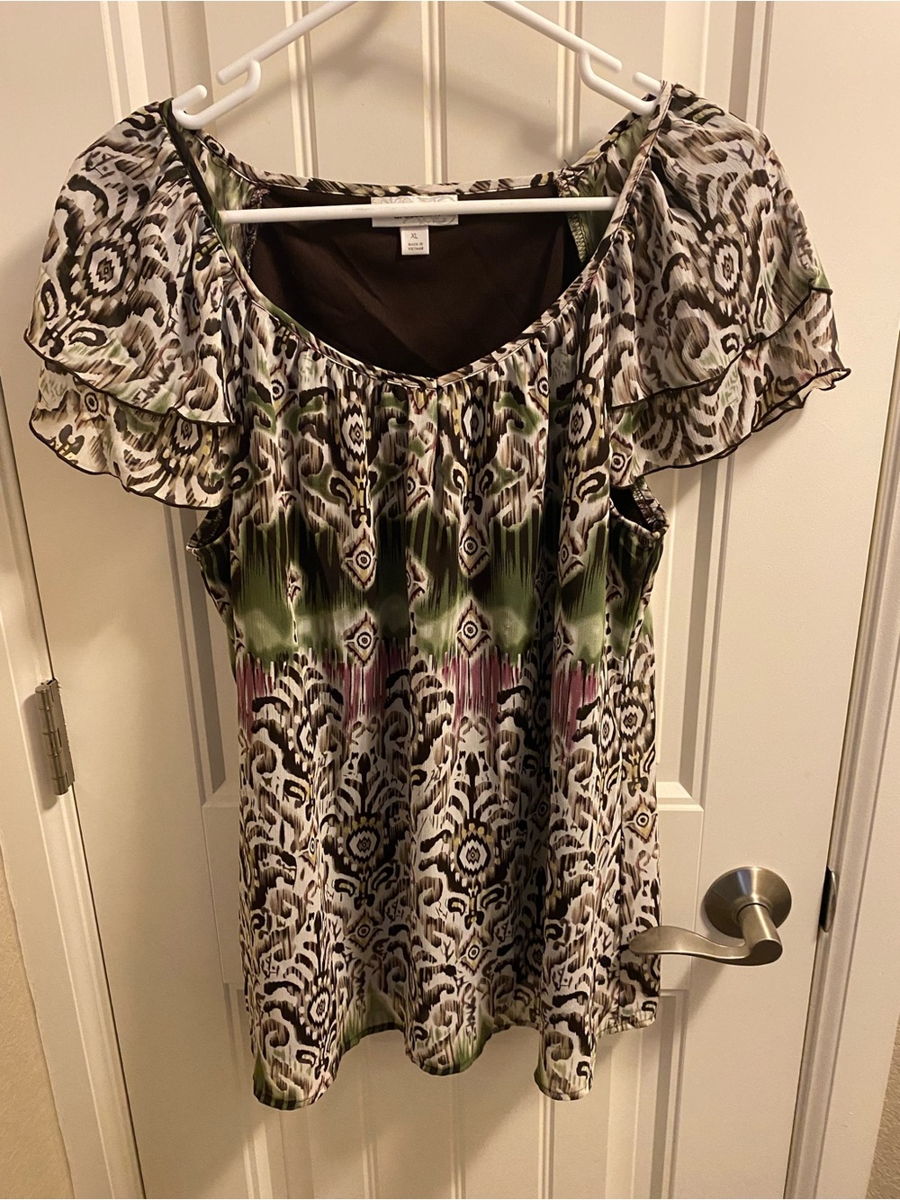 Dressbarn XL Top Short Sleeve Blouse Lined Shirt